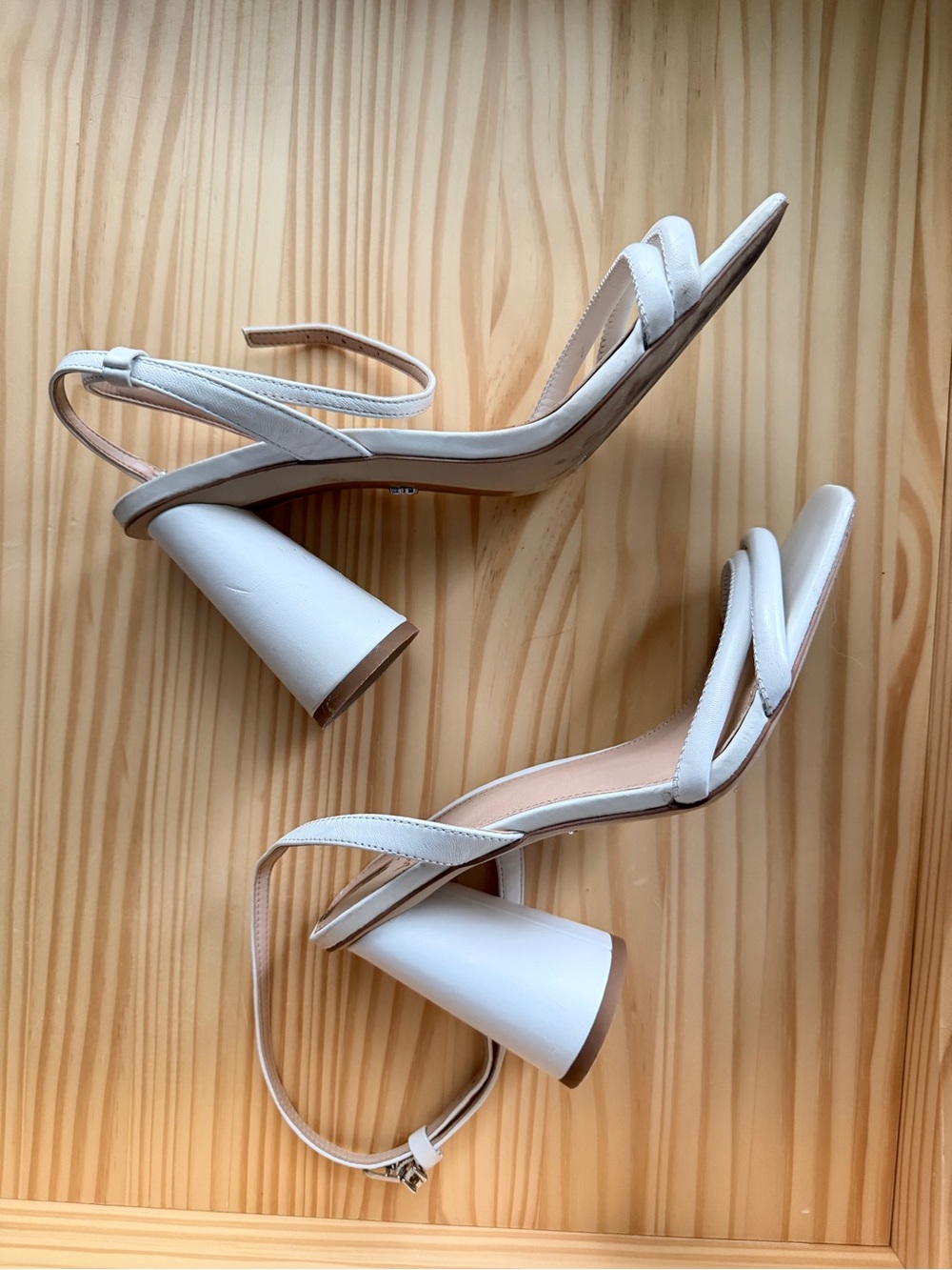 Sam Edelman White Slingback Chunky Heel Sandals